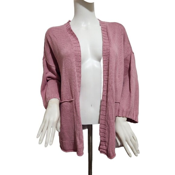 Eileen Fisher Women's Magno Mauve Cardigan Linen Cotton 3/4 Sleeve Size M (C10) - Picture 1 of 11